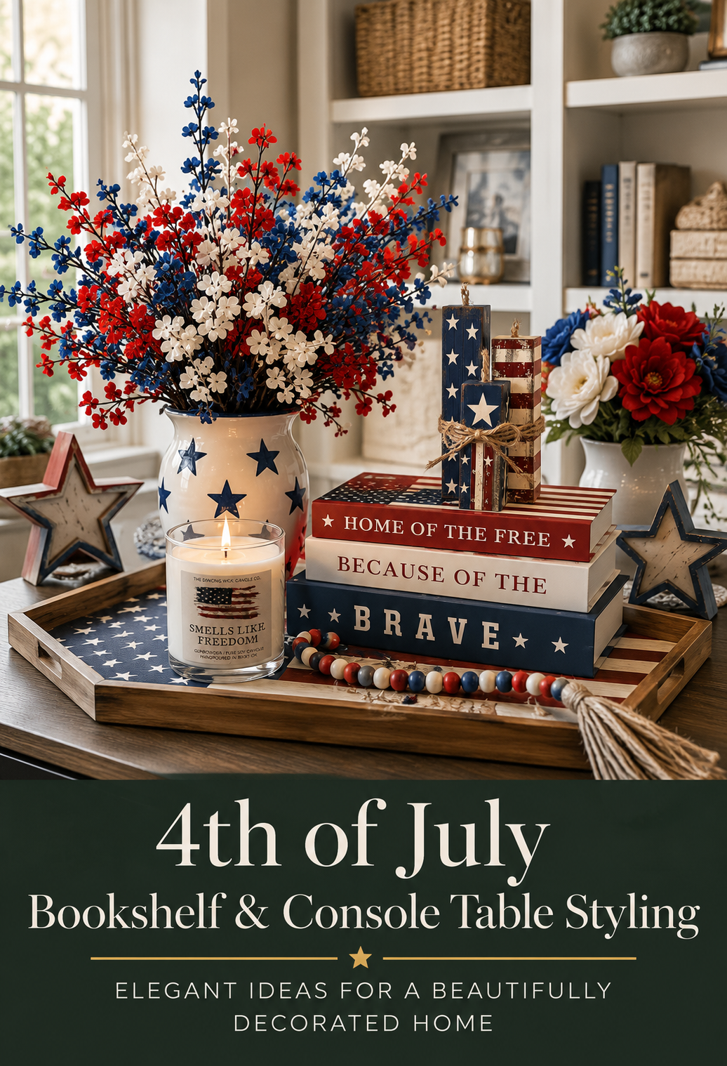 4th of July Bookshelf & Console Table Styling